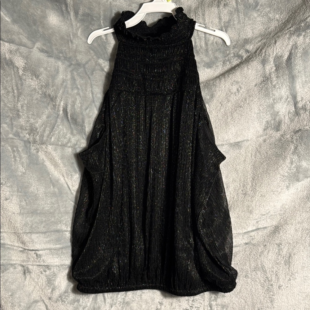 Express  women’s size Medium Elegant Black Sleeveless Top shimmer elastic gather